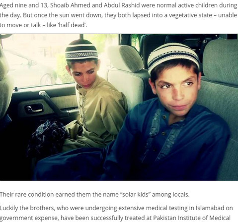 兩兄弟 太陽下山後，便進入植物人狀態，不能動彈也不能說話