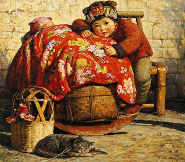 鄉村童年，李自建油畫 52 張-不看可惜!