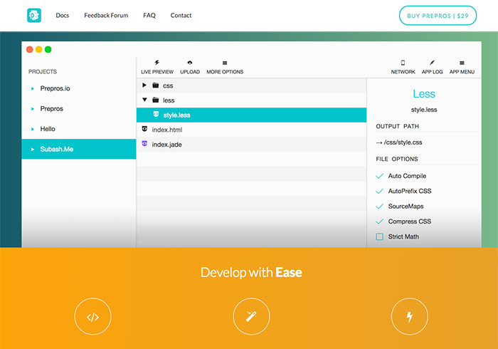 設計師有福了! 網設必備《Prepros》免再安裝其它軟體即可編譯Jade/SASS